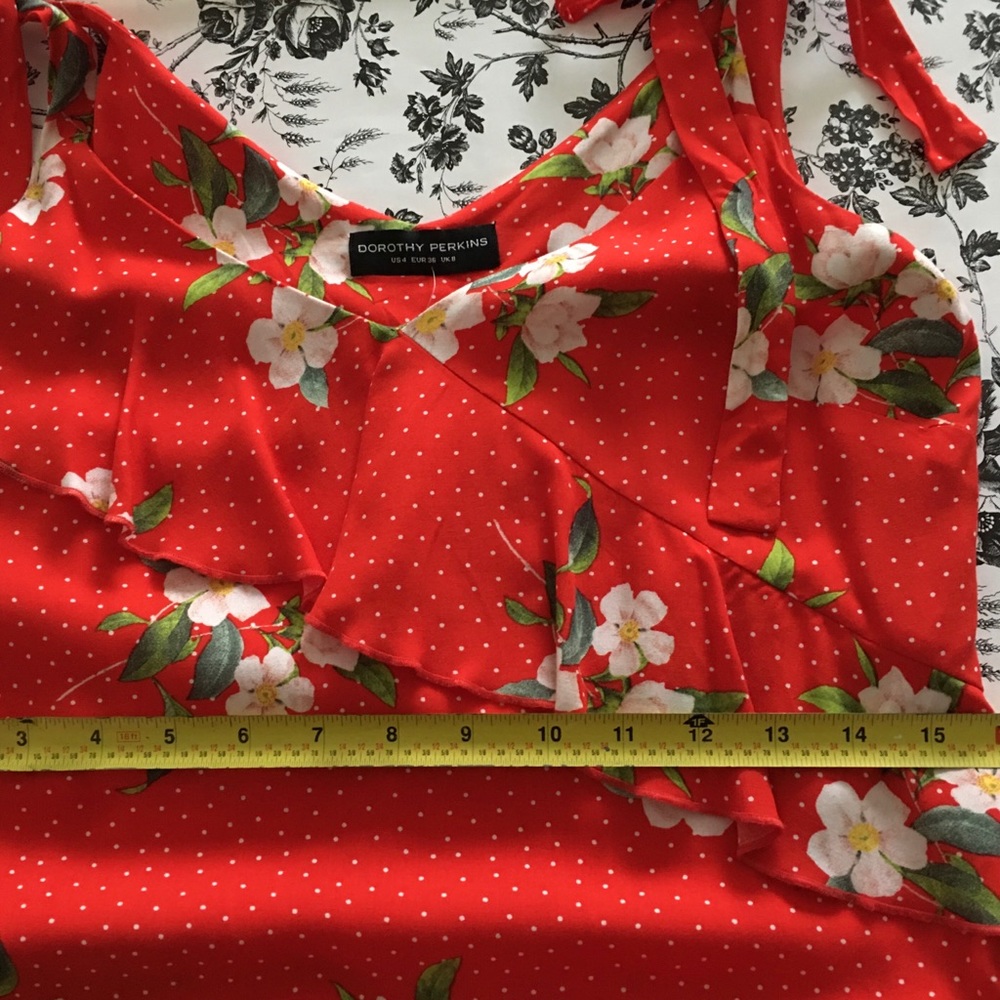 Dorothy Perkins Sleeveless Red Floral Dress Size 4 - Picture 5 of 8
